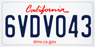 CA license plate 6VDV043