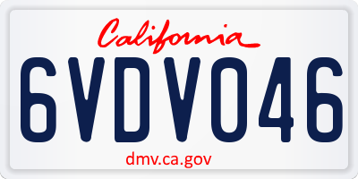 CA license plate 6VDV046