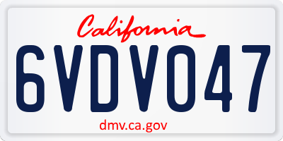CA license plate 6VDV047