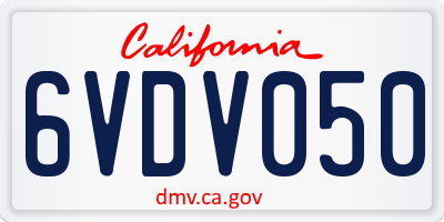CA license plate 6VDV050