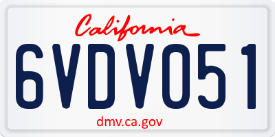 CA license plate 6VDV051