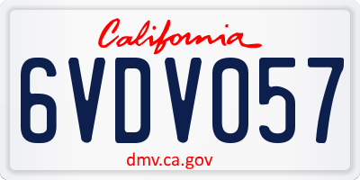 CA license plate 6VDV057