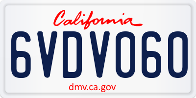 CA license plate 6VDV060