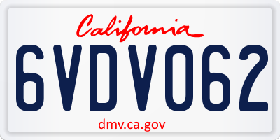 CA license plate 6VDV062