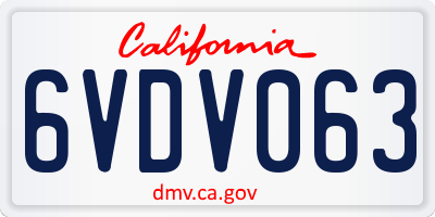 CA license plate 6VDV063