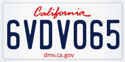 CA license plate 6VDV065