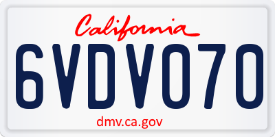 CA license plate 6VDV070
