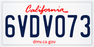 CA license plate 6VDV073