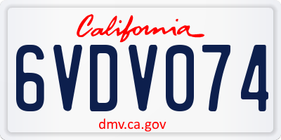 CA license plate 6VDV074