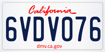CA license plate 6VDV076