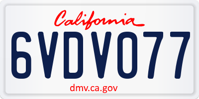 CA license plate 6VDV077