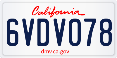 CA license plate 6VDV078