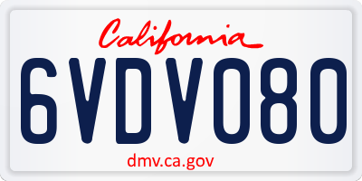 CA license plate 6VDV080