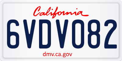 CA license plate 6VDV082