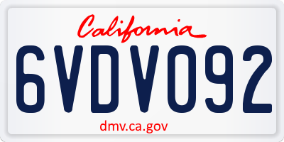 CA license plate 6VDV092
