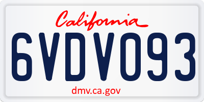 CA license plate 6VDV093