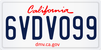 CA license plate 6VDV099