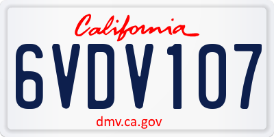 CA license plate 6VDV107