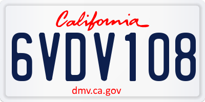 CA license plate 6VDV108