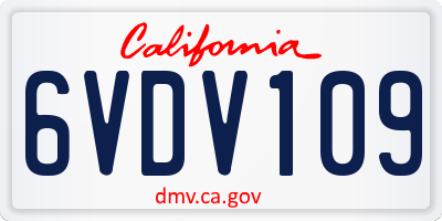 CA license plate 6VDV109