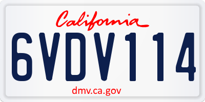 CA license plate 6VDV114