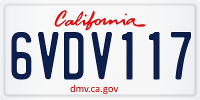 CA license plate 6VDV117