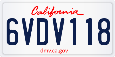 CA license plate 6VDV118