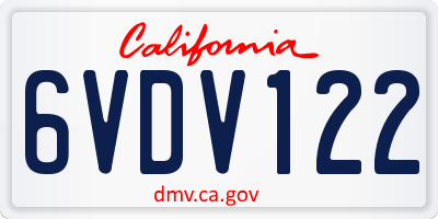 CA license plate 6VDV122