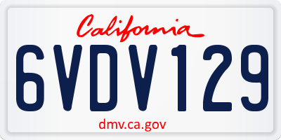 CA license plate 6VDV129