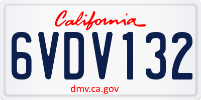 CA license plate 6VDV132