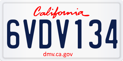 CA license plate 6VDV134