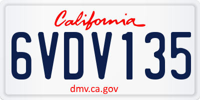 CA license plate 6VDV135