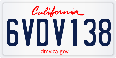 CA license plate 6VDV138