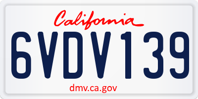 CA license plate 6VDV139