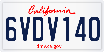 CA license plate 6VDV140