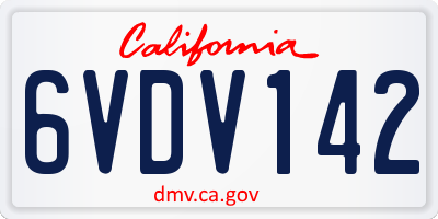 CA license plate 6VDV142