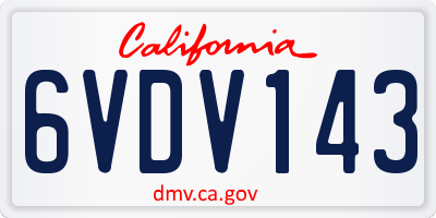 CA license plate 6VDV143