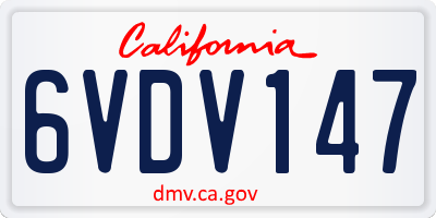 CA license plate 6VDV147