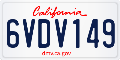 CA license plate 6VDV149