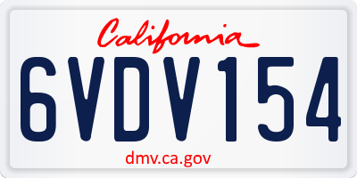 CA license plate 6VDV154
