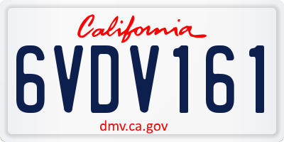 CA license plate 6VDV161