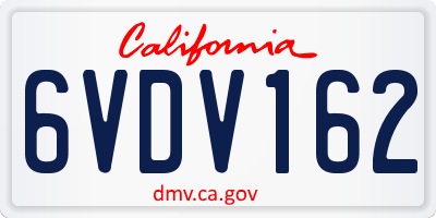 CA license plate 6VDV162