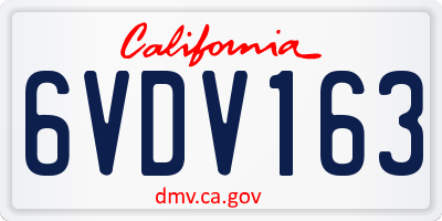 CA license plate 6VDV163