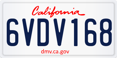 CA license plate 6VDV168