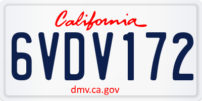 CA license plate 6VDV172