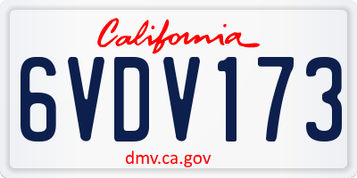 CA license plate 6VDV173