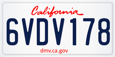 CA license plate 6VDV178