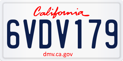 CA license plate 6VDV179