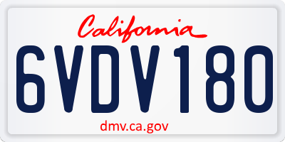 CA license plate 6VDV180