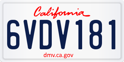 CA license plate 6VDV181
